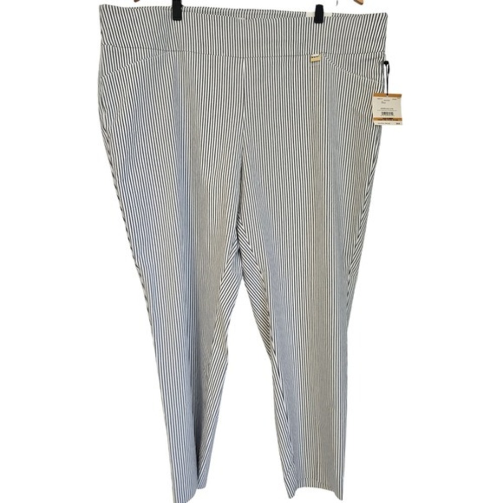 🆕️ Anne Klein Slim Ankle Pants Womens 3X‎ Navy White Pinstripe Stretch Slim Fit